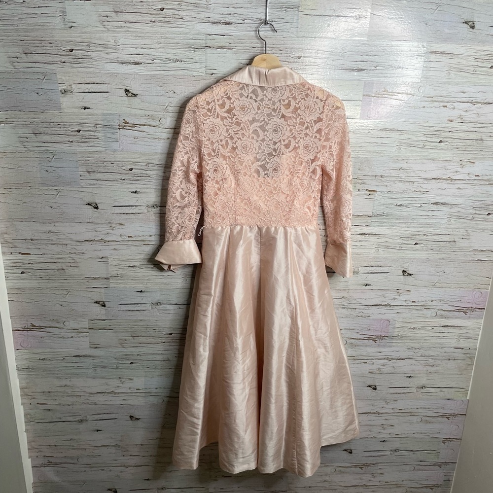 Eliza j pink lace long sleeve full dress with collar size 4 - Picture 12 of 14